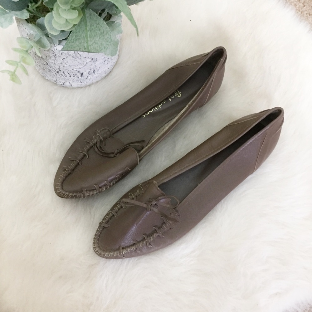 [First Editions] Brown Taupe Classic Genuine Leather Loafers